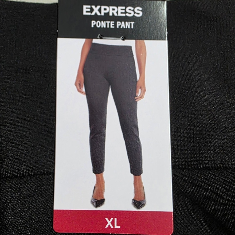 Express Womens XL Black Ponte Pant Pull On Slim Leg Ankle Trousers NWT - Picture 6 of 9